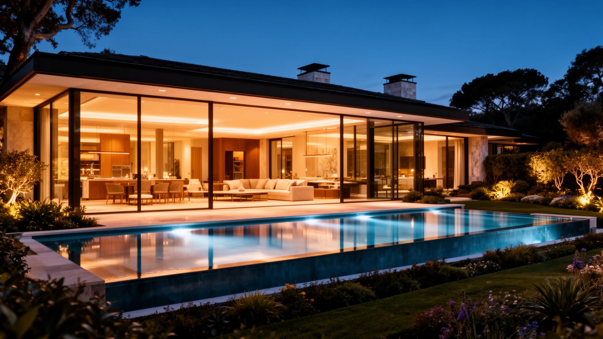 Signature Estate at twilight with infinity pool